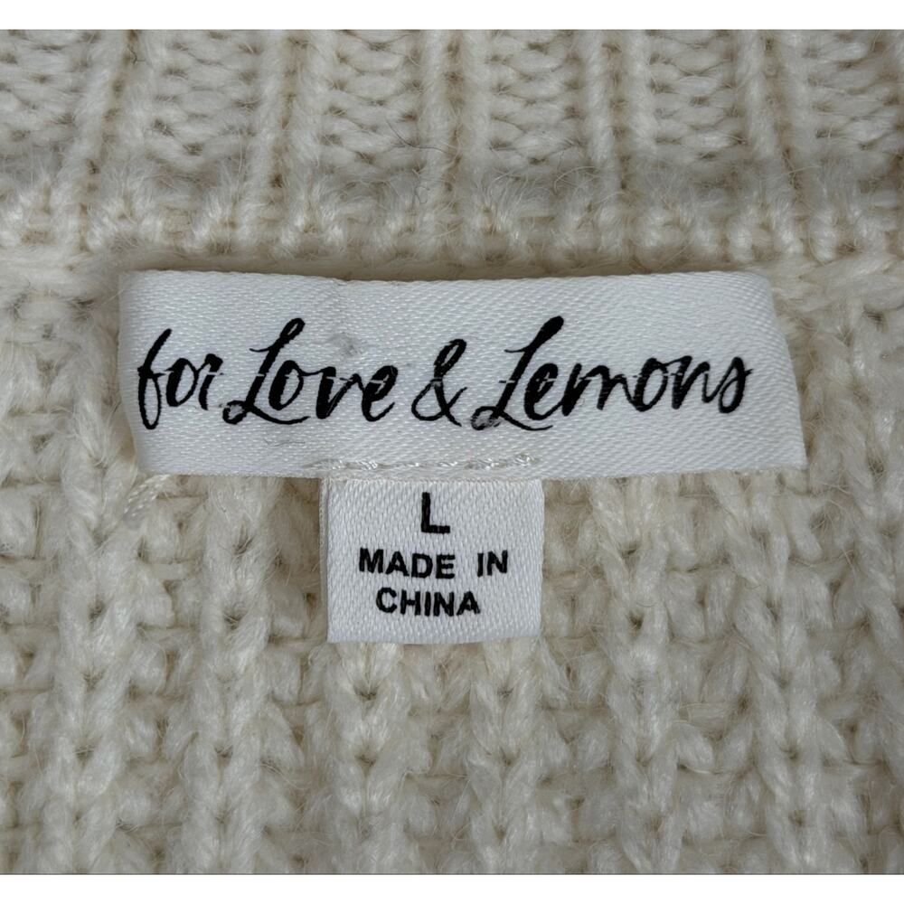 For Love & Lemons Jade Cardigan Sweater Top Beige Large Chunky Knit Classy Chic - Picture 9 of 15